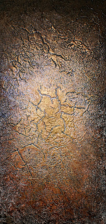 Drew Wood, Andromeda, 2010, oil, color-shifting enamel, acrylic, and synthetic resin on canvas, 36"x72"x1.5", Jonathan Yerasimides, M.D. Collection