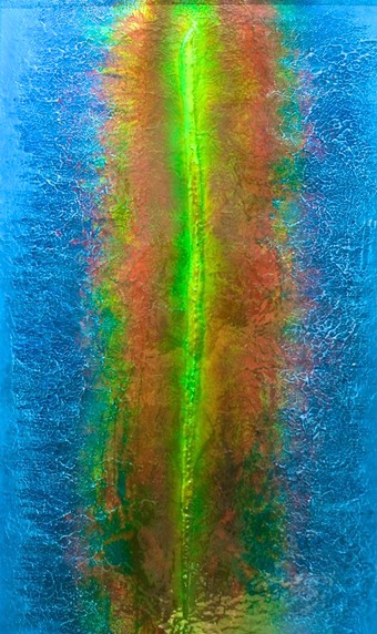 Drew Wood, Deception, 2009, color-shifting enamel, acrylic, synthetic resin on canvas, 36"x60"x1.5", nfs