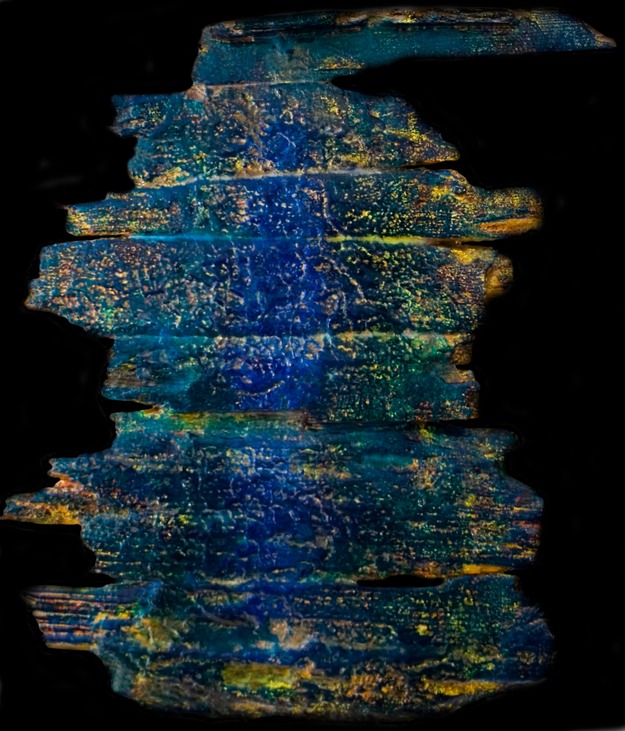 Drew Wood, Post Modern Driftwood, 2009, color-shifting enamel, acrylic, and synthetic resin on found wood from artist's childhood treehouse, 26"x31"x1", nfs