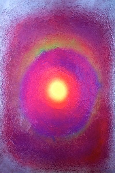 Drew Wood, Retinal Halo 3, 2011, oil, color-shifting and thermal reactive enamel, acrylic, and synthetic resin on canvas, 48"x72"x1.5"