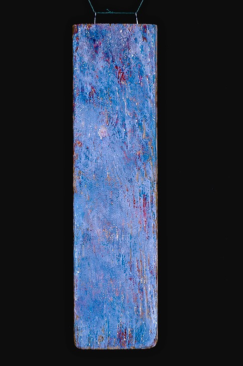Drew Wood, Sliver, 2007, color-shifting enamel, acrylic and synthetic resin on found wood, 12"x35.5"x2", nfs